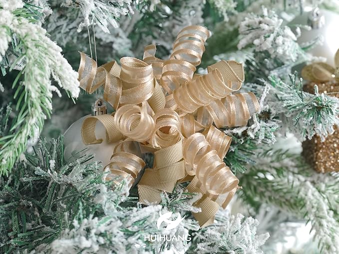 HUIHUANG Curly Bows for Gift Wrapping Champagne Gift Bow 5 inch x 8 Counts - Image 7