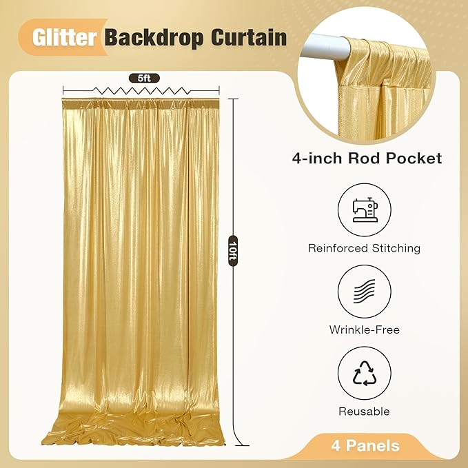20x10FT Gold Sequin Backdrop - Image 6