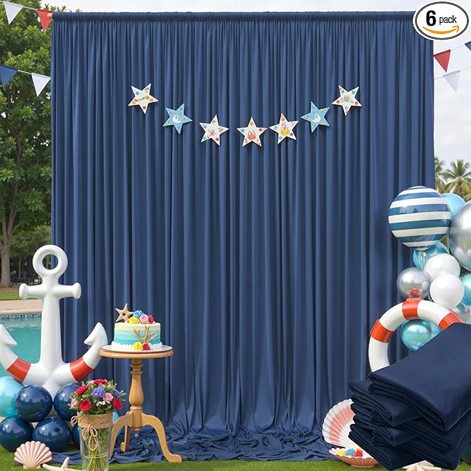30×12ft Navy Blue Wrinkle Free Backdrop Curtain by ENJOYYOURPARTY