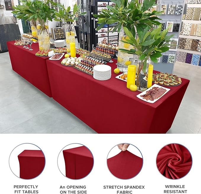 Nasitos Fitted Red Tablecloths for 6 Foot Tables - Image 3