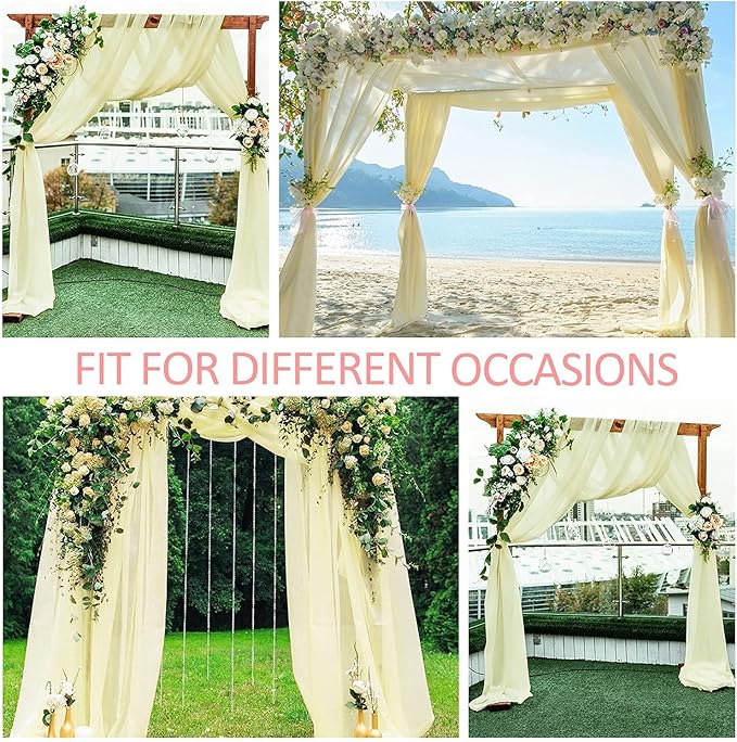 Wedding Arch Draping Fabric Beige Arch Drapes Sheer Backdrop Curtain - Image 7