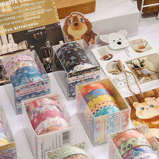 YUBBAEX 60 Rolls Value Washi Tape Pack Retro Arts Masking Tape Basic Patterns - Image 7