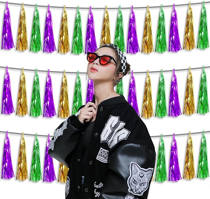 3P Metallic Fringe Tassel Banner Garland Foil Tinsel Streamer Wall Hanging - Image 4