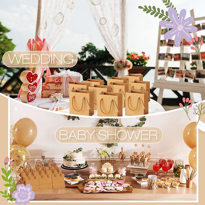 Sherr 100 Pack Mini Gift Bags Bulk, 4 x 2.75 x 4.5 Inches Paper Bags - Image 2