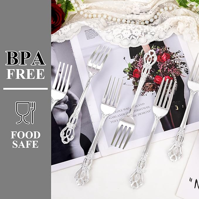 75PCS Silver Plastic Forks - Image 3