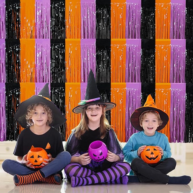 6 Pack 30x108 Inch Halloween Table Skirt Decoration, Metallic Foil Fringe - Image 6