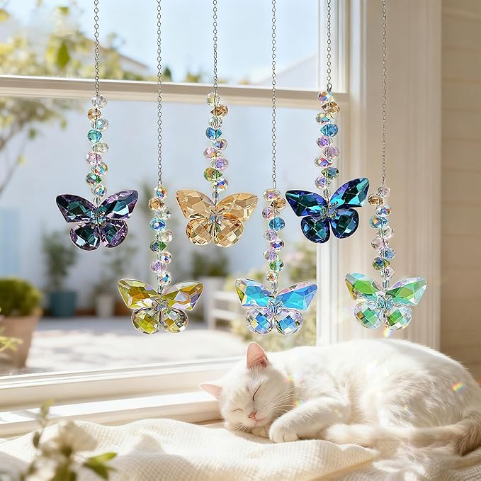 HDCRYSTALGIFTS 6PCS Crystal Butterfly Suncatchers - Image 2