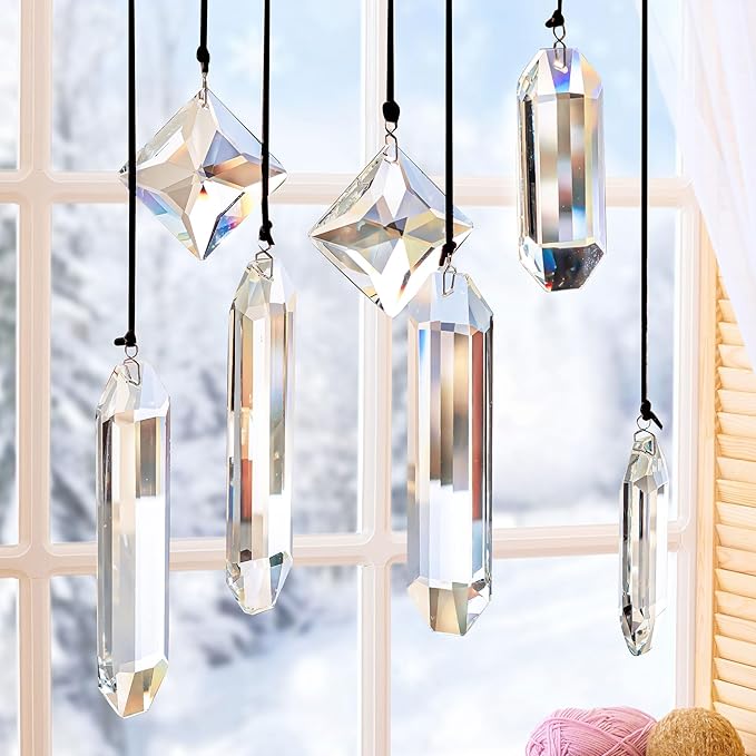 HDCRYSTALGIFTS Modern Grief Gift, Set 7 Clear Crystal Prisms Suncatchers - Image 8