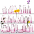 Ollieroo 24Pcs Glass Bud Vases Set, Small Pink Vases in Bulk by Ollieroo