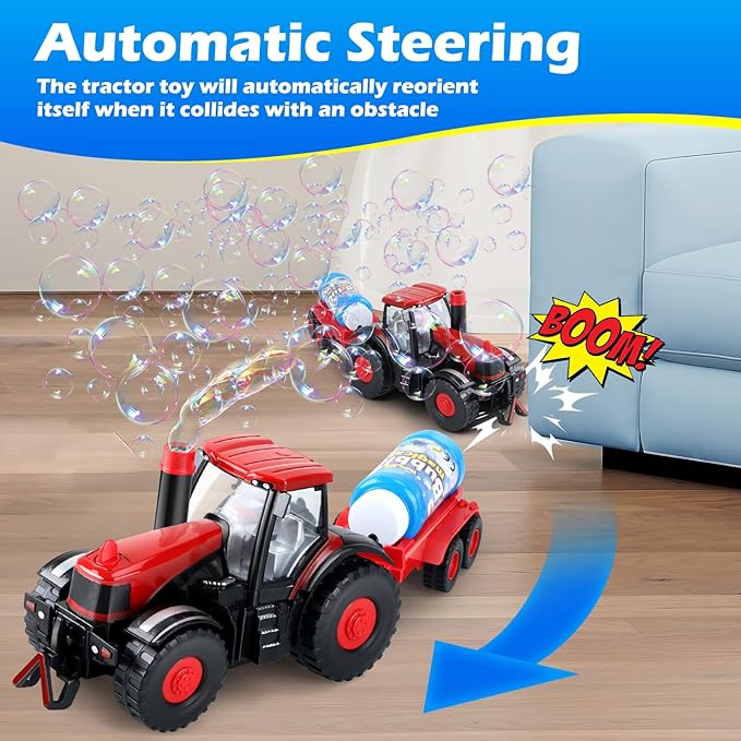 Tractor Bubble Machine for Kids 3 4 5 6 Years Old Boys: 2 in 1 Farm Tractor Toy - Image 3