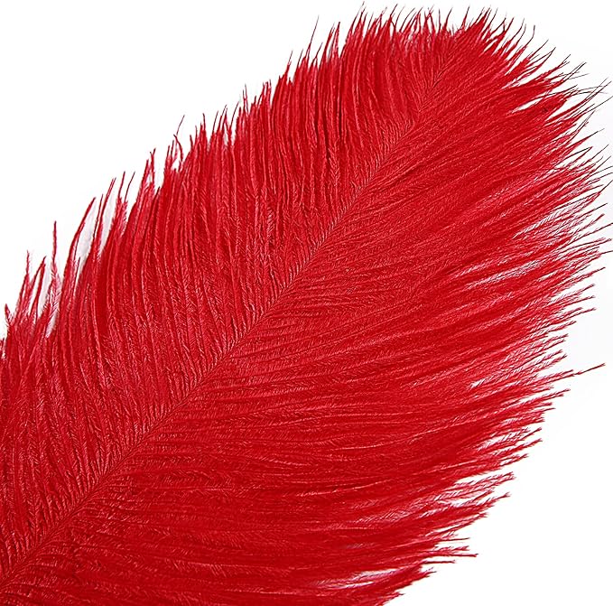 THARAHT Red Ostrich Feathers 12pcs Large Natural Bulk 14-16Inch 35cm-40cm - Image 3