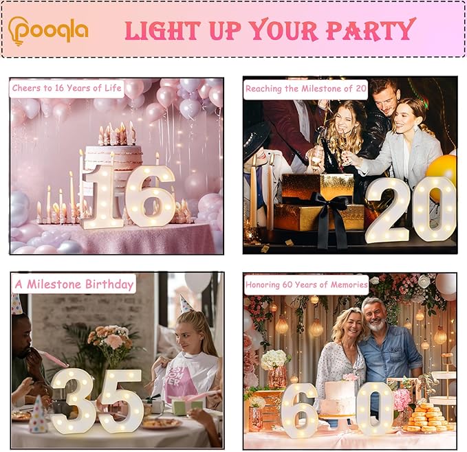 Pooqla Decorative Led Light Up Number Letters - Image 5