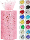 Glitter Tulle Rolls, 6” by 50 Yards Sparkling Tulle Spool Ribbon Sequin Tulle by Miegecha