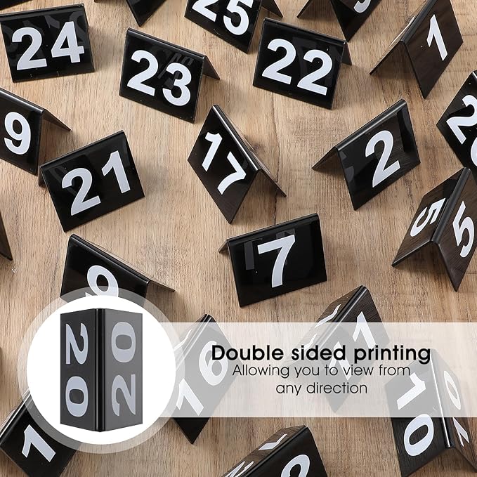 Table Numbers 1-25 Acrylic Double Side Numbered TableS Tents Plastic Restaurant - Image 3