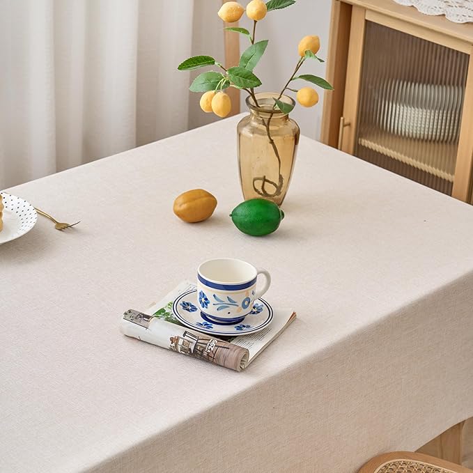 NLMUVW Linen Tablecloth Rectangle 8ft, Rustic Textured Table Cloth Water - Image 2