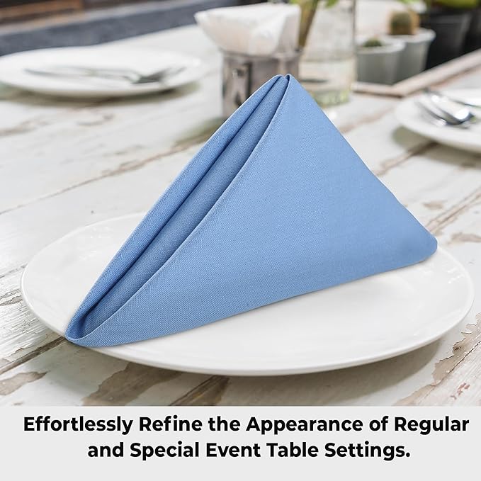 Urban Villa Ice BlueNapkins Solid Set of 12 Cloth Dinner Napkins Size 20x20 - Image 7