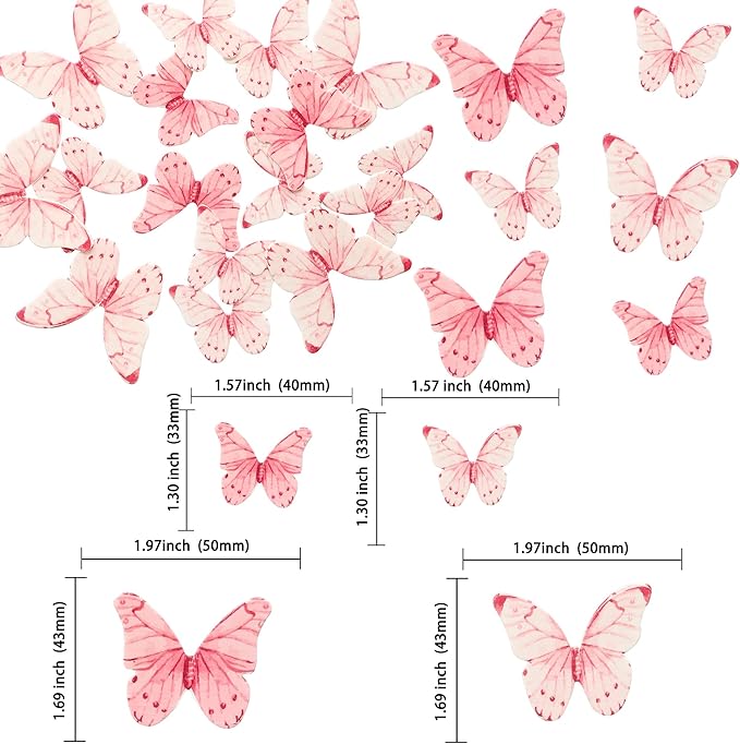 Ephlyn 40Pcs Edible Butterfly Cupcake Toppers 3D Butterfly Cake Picks Mixed - Image 2