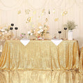 SquarePie Sequin Tablecloth 90 x 132 Inch Gold Sparkly Table Cloth by SquarePie