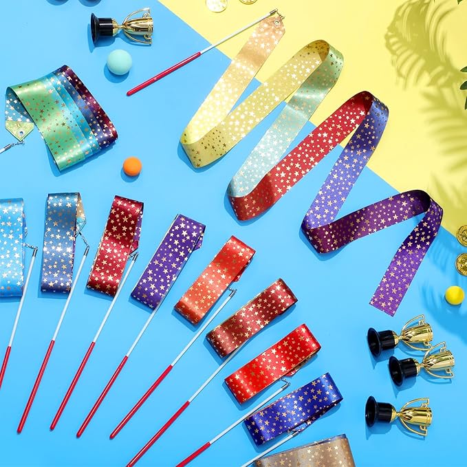 Yilloog 50 Pcs Ribbon Dancing Wands Party Favors, 78.7 Inch Artistic Gymnastics - Image 2