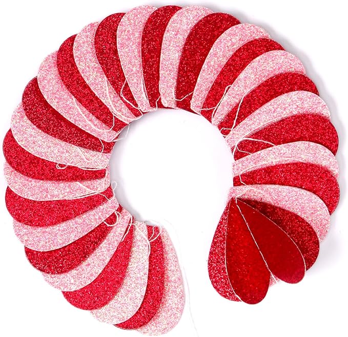 Red Pink Party-Decorations 3D-Heart Garland - 40ft Galentines Streamers Paper - Image 6