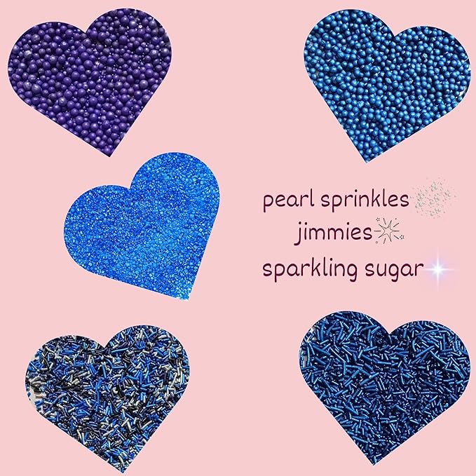 Confect Edible Cake Sprinkles – Decorating Mix | Navy & Blue Purple Pearls - Image 5