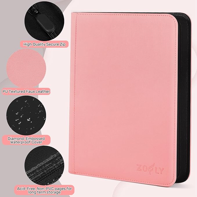 Card Binder 16 Pocket, Zipper Trading Card Binder Holds 1024 Cards, - Image 5