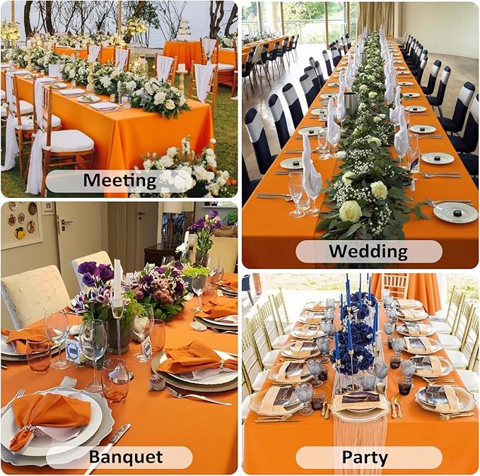 8 Pack Orange Tablecloth 60 x 126 Inch Rectangular Tablecloths - Image 6