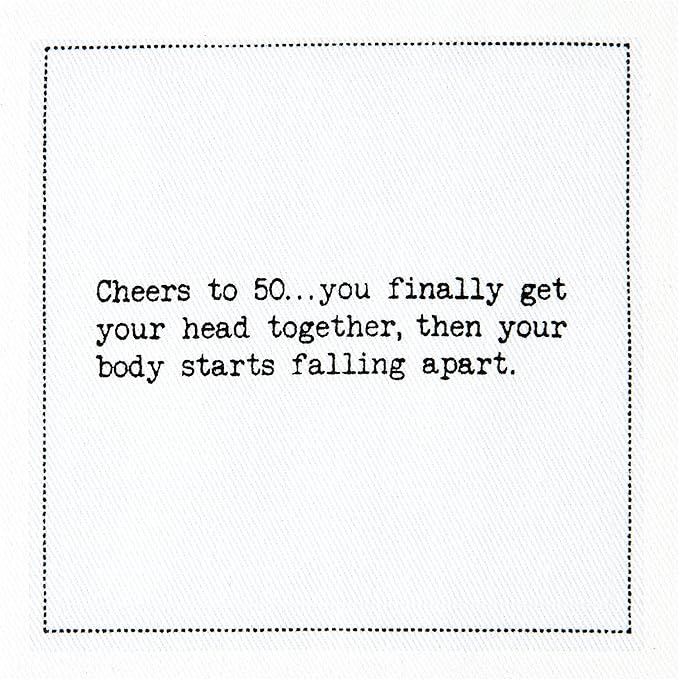 Five Star Napkins 50th Birthday Quotes White Cotton Cocktail Napkins, Beverage - Image 6