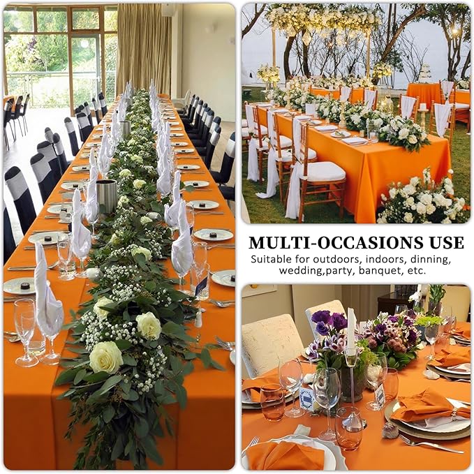 8 Pack Orange Tablecloth 60 x 102 Inch Rectangular Tablecloths - Image 6