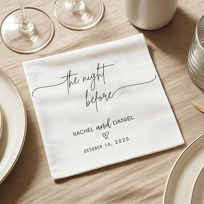 Luxury Personalized Rehearsal Dinner Napkins, Custom Rehearsal Dinner Decor - Image 5