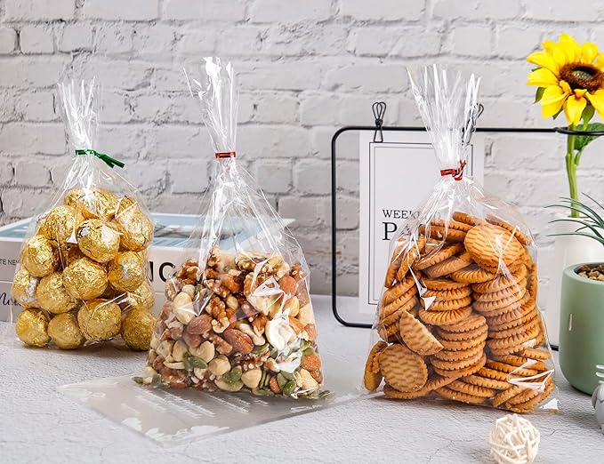 LOKIQNG Cellophane Bags Plastic Treat Bag Clear Cookie Candy Bags - Image 5