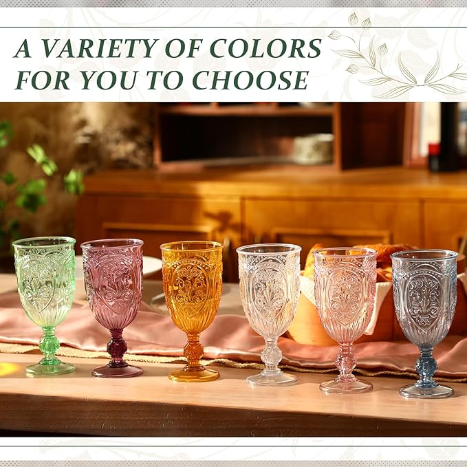 36 Pack Plastic Goblets 10oz Upgrade Vintage Water Goblet Plastic Wine Glasses - Image 3