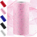 Swpeet 6 Inch by 50 Yards Pink Glitter Tulle Fabric Roll, Fabric Spool by Swpeet