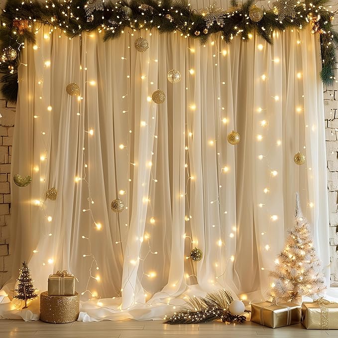 Fomcet Tulle Backdrop Curtains Champagne 20FT X 10FT Tulle Curtains - Image 6
