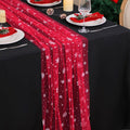 Snowkingdom Red Christmas Table Runner, Chiffon Gauze Seasonal Winter Kitchen by Snowkingdom