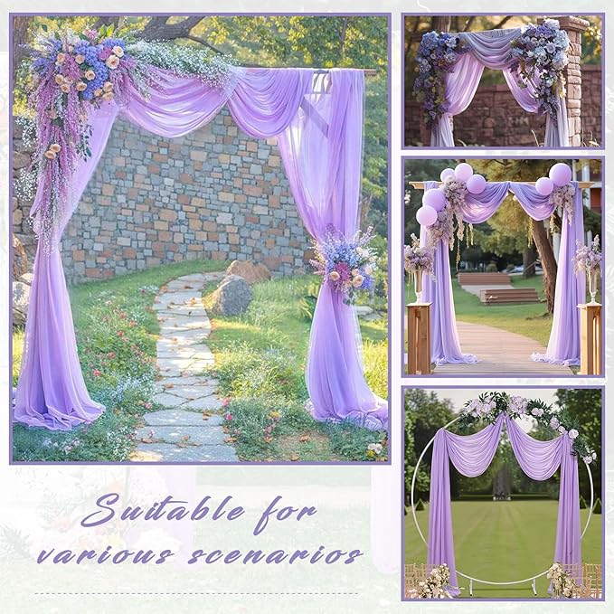 Wedding Arch Draping Fabric 2 Panels 20Ft Length x 28" Width Lilac Arch Drapes - Image 7