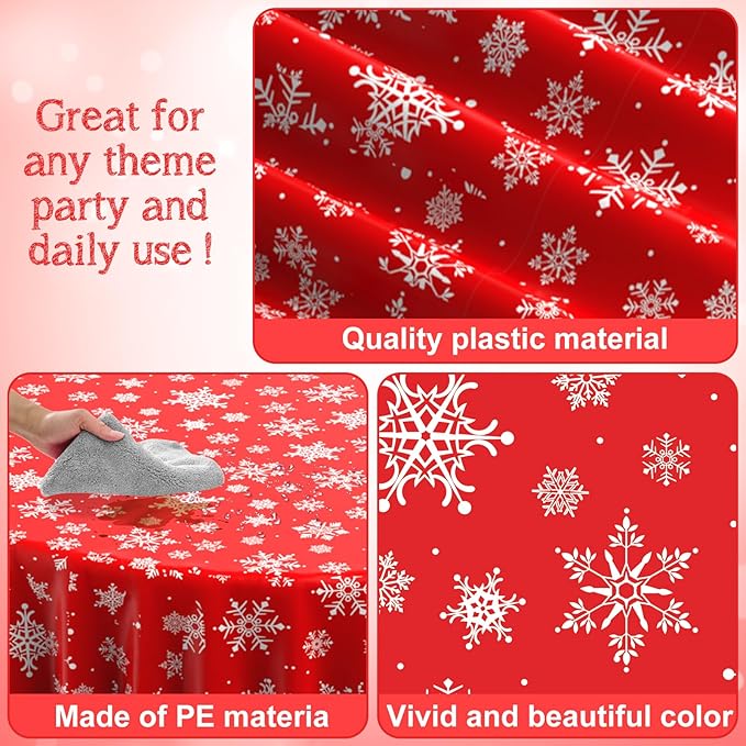 12 Pieces Christmas Snowflake Plastic Party Tablecloth Decorations, Disposable - Image 3