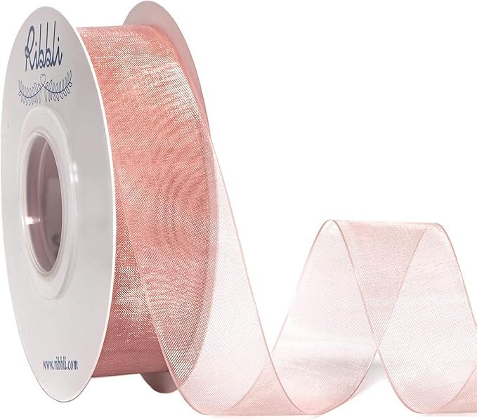 Ribbli Sweet Nectar Pink Sheer Organza Ribbon, 1 Inches x Continuous 50 Yard by Ribbli
