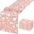 Sequin Table Runners 5 Pieces Rose Gold Flower Table Runners 12x72 Inch Glitter by SoarDream