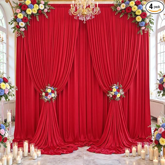 20×14ft Wrinkle Free Red Backdrop Curtain by ENJOYYOURPARTY