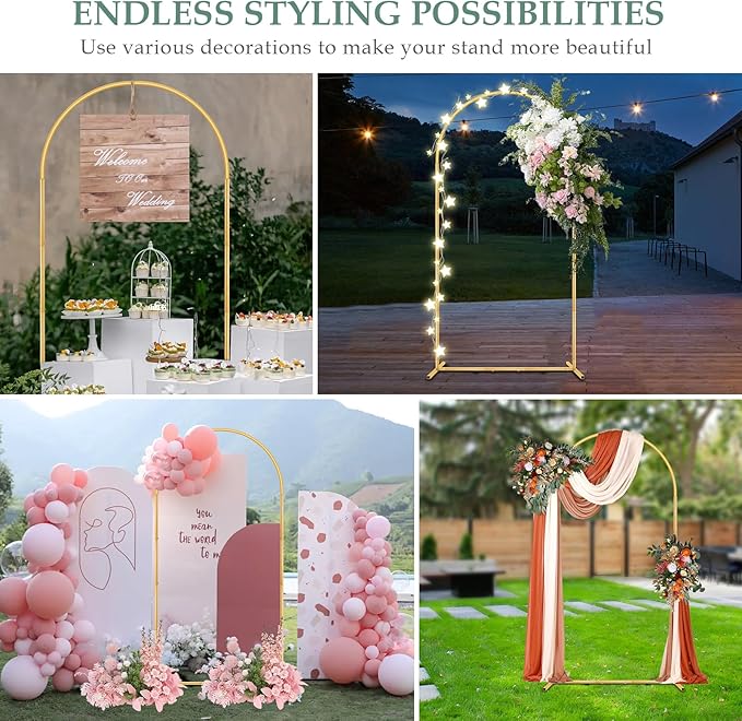 7.2FT Arch Backdrop Stand for Parties, Metal Balloon Arch kit Stand - Image 3