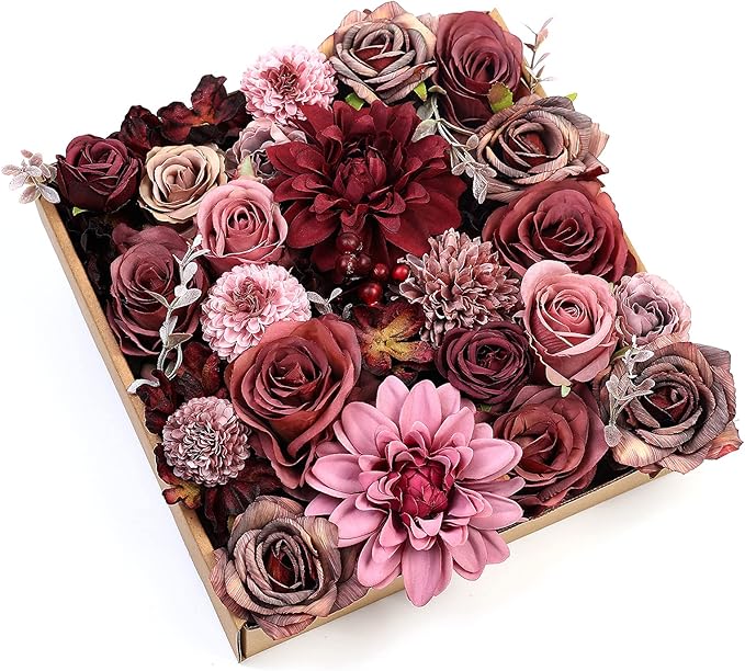 Serra Flora Artificial Flowers Combo Dahlia 25pcs Silk Fake Flowers Roses by SerraFlora
