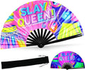 SYNTECSO Folding Hand Fan for Rave, Popping Fan for Line Dancing, Drag Queen by SYNTECSO