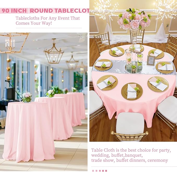 10 Pack Pink Round Tablecloths - Image 5
