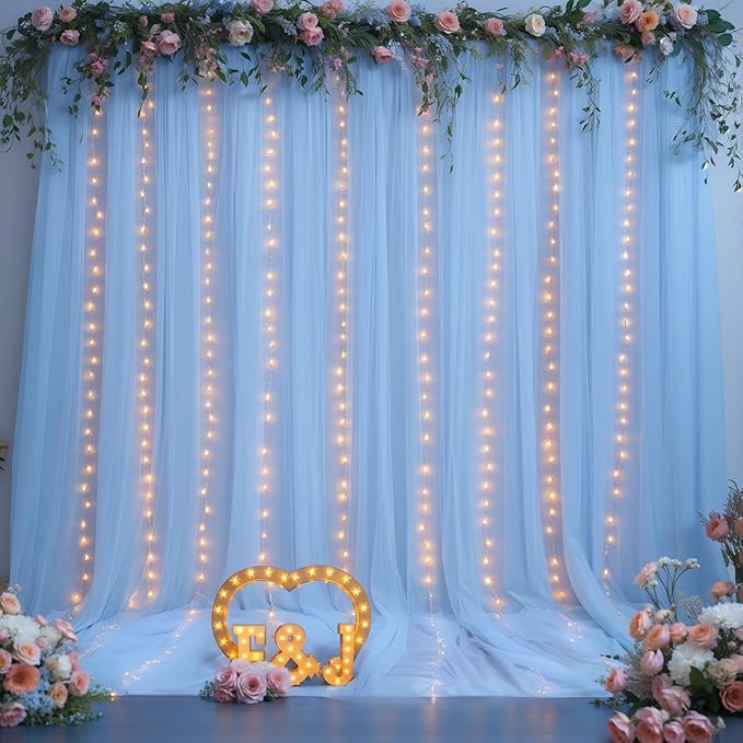 10x10ft Baby Blue Tulle Backdrop Curtains - Image 7