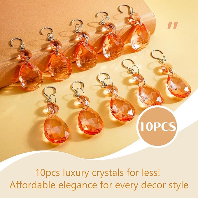 H&D HYALINE & DORA 3Inch Crystal Suncatcher Bauhinia Prisms Pendants 10Pcs - Image 3