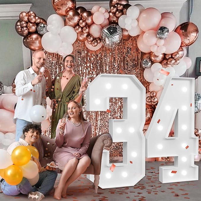 imprsv Marquee Numbers Large 34th-Birthday Decorations: 4ft Light Up Number - Image 7