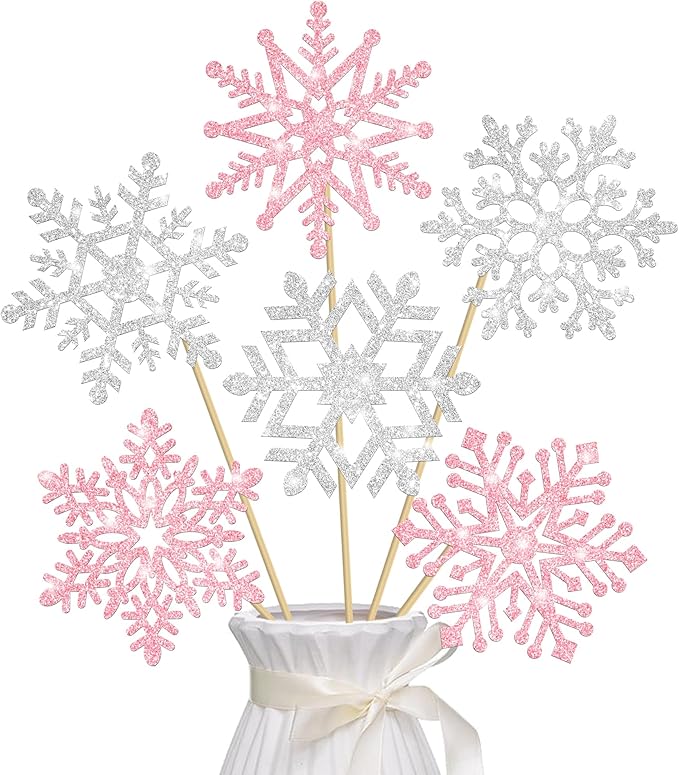 Snowflake Centerpiece Sticks Winter Frozen Theme Party Decorations 12PCS - Image 2