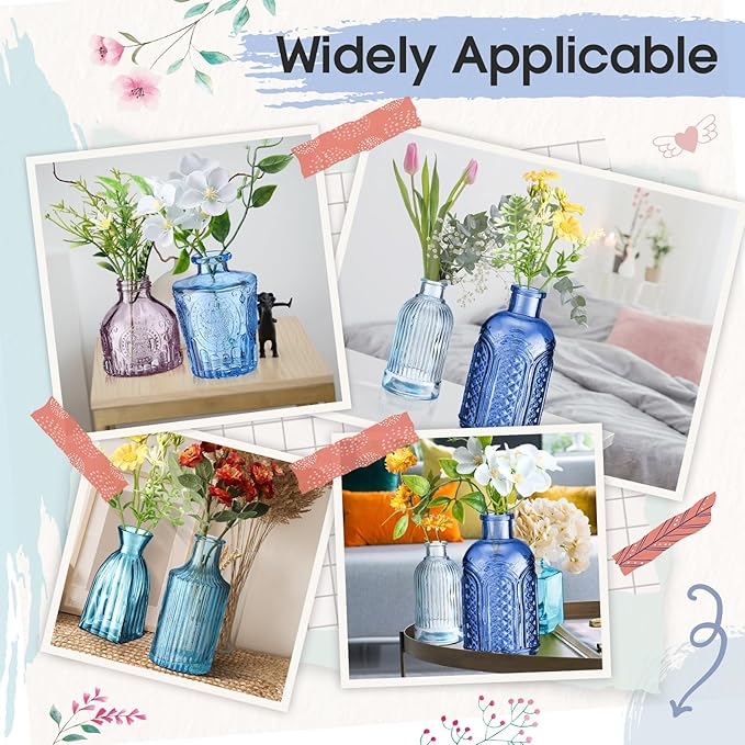 Yaomiao 30 Pcs Vases Bulk Colored Flower Glass Vases Bud Vintage Colored Glass - Image 3