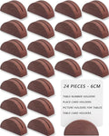 24 Pcs-6cm Table Number Stands, Wooden Semicircular Base by Unknown